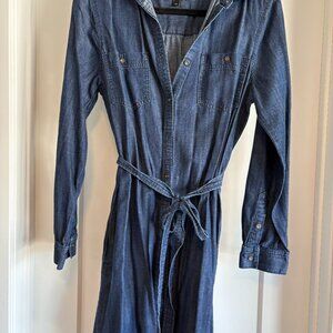 Banana Republic Dark Denim Tie Waist Dress